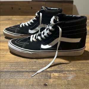 VANS Sk8-Hi Textured Suede and Canvas Men's Sneakers Size 12 Black and White